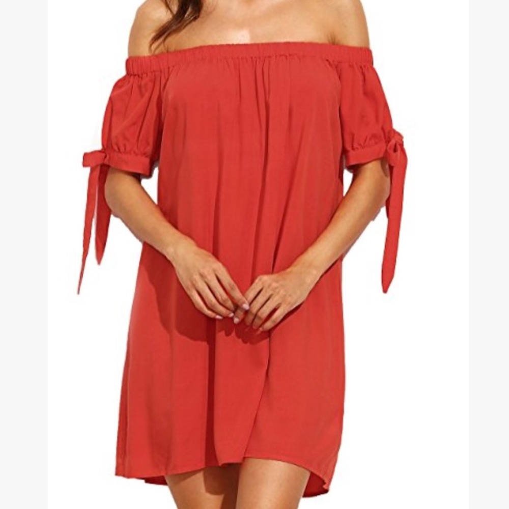 NWOT off-the-shoulder red sundress